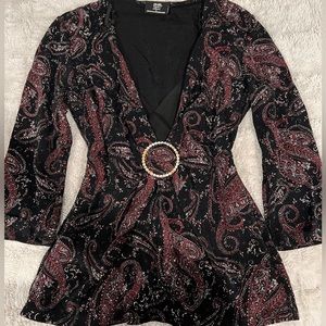 Whimsigoth/ Boho Black & Red Top